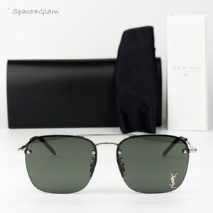 Saint Laurent Men Sunglasses Silver Grey Pilot SL309M 002 NEW AUTHENTIC